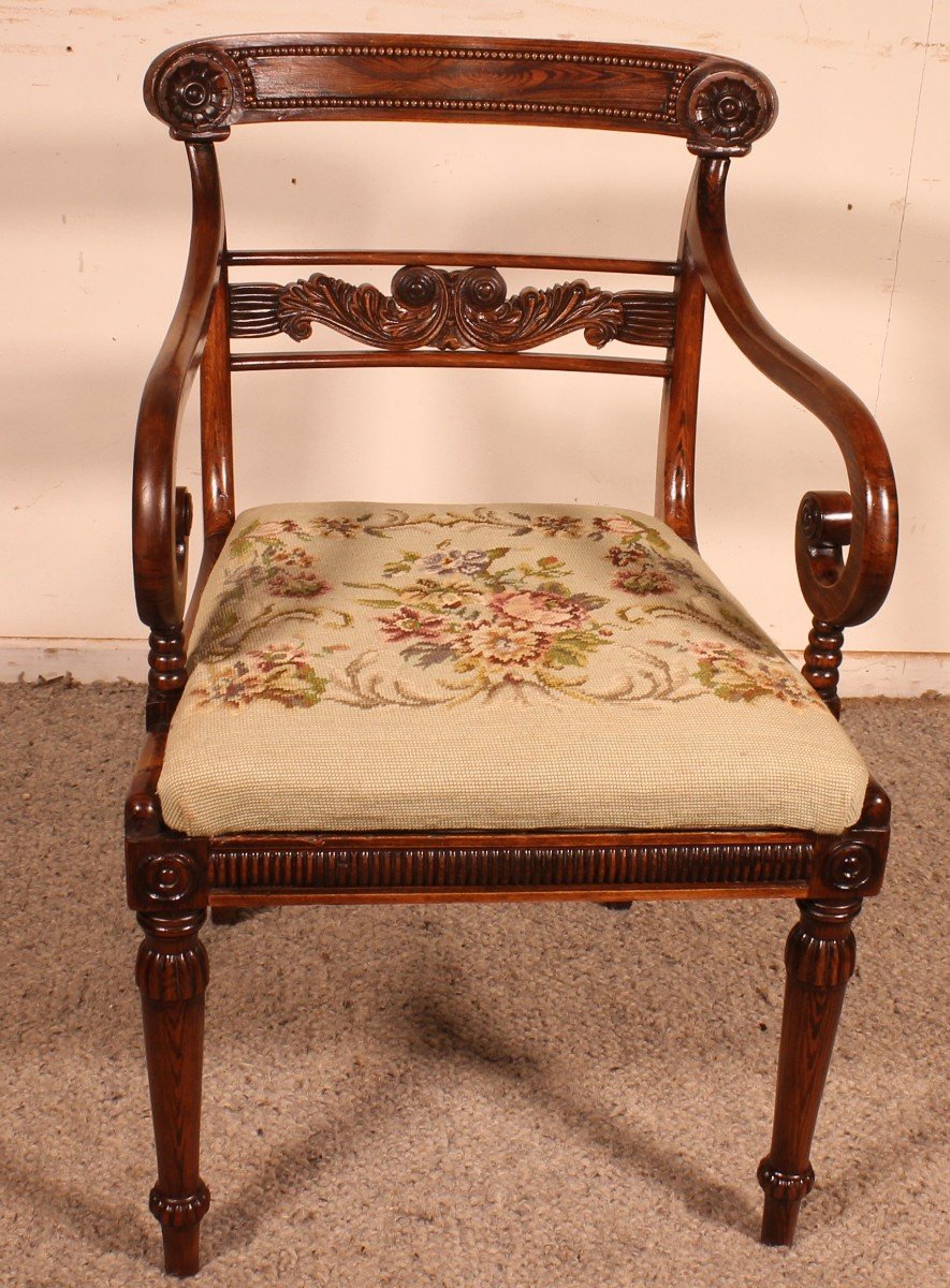 Fauteuil De Bureau En Palissandre époque Regency Circa 1810-photo-2