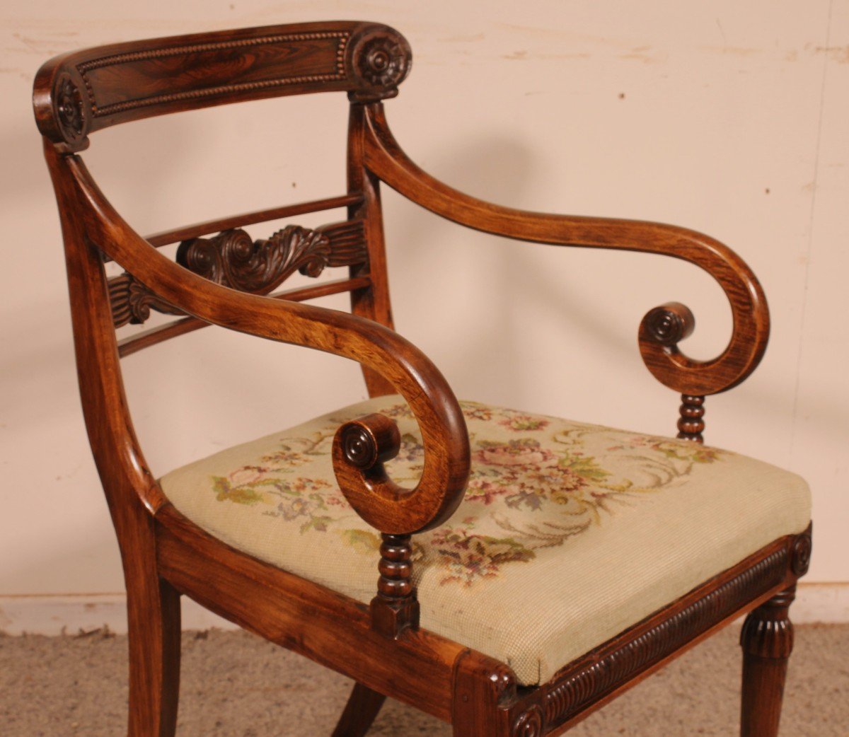 Armchair In Rosewood Regency Period Circa 1810-photo-3