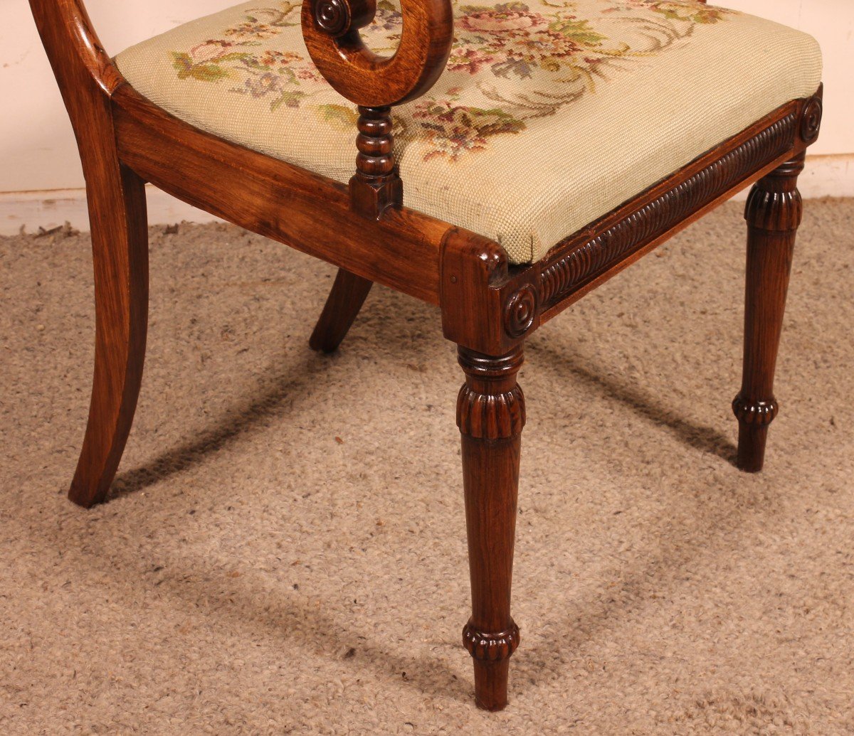 Fauteuil De Bureau En Palissandre époque Regency Circa 1810-photo-4