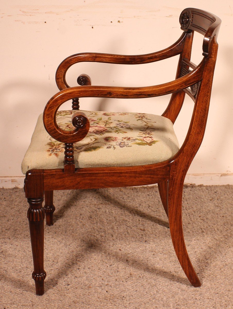 Armchair In Rosewood Regency Period Circa 1810-photo-4