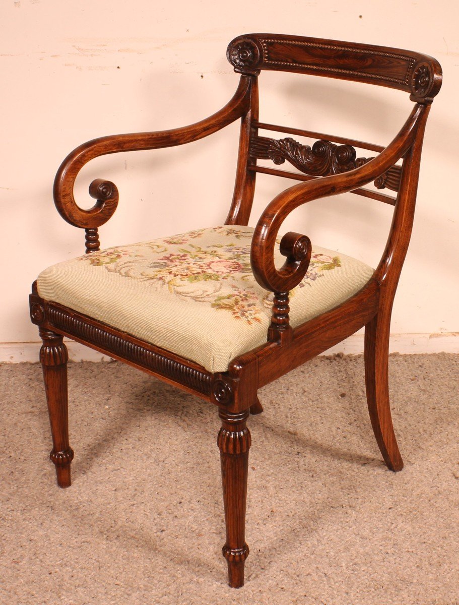 Armchair In Rosewood Regency Period Circa 1810-photo-5