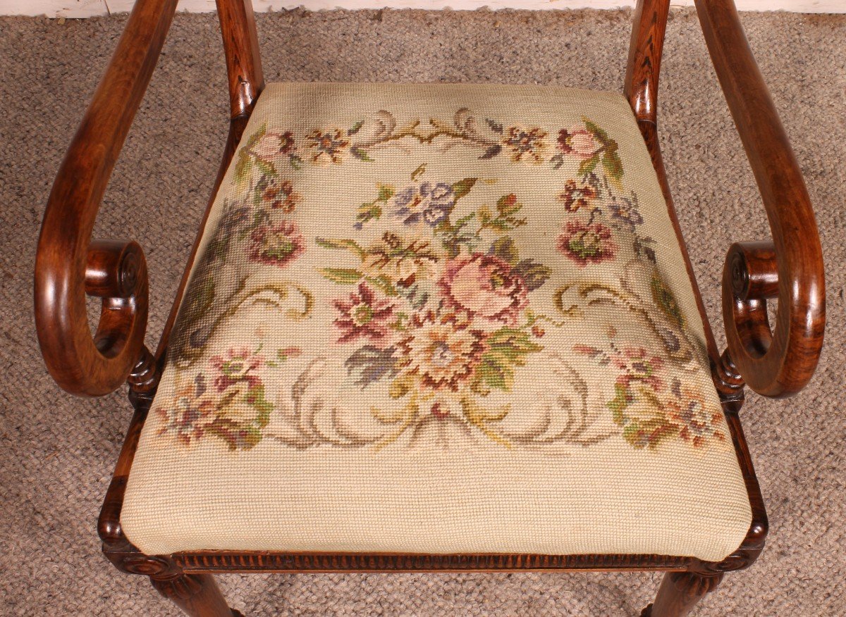 Armchair In Rosewood Regency Period Circa 1810-photo-6