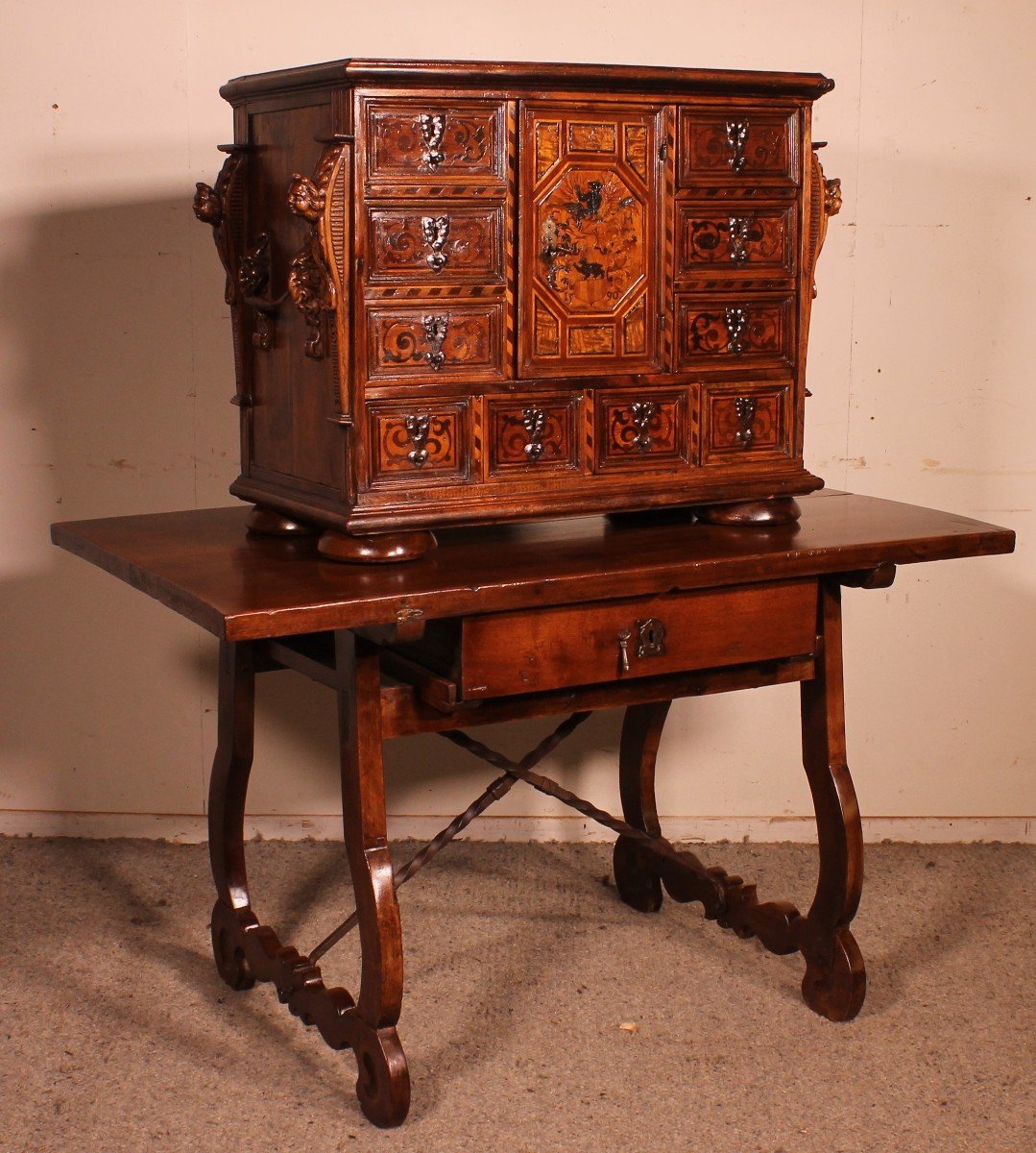Black Forest Cabinet Dated 1590 With Its Base-photo-4