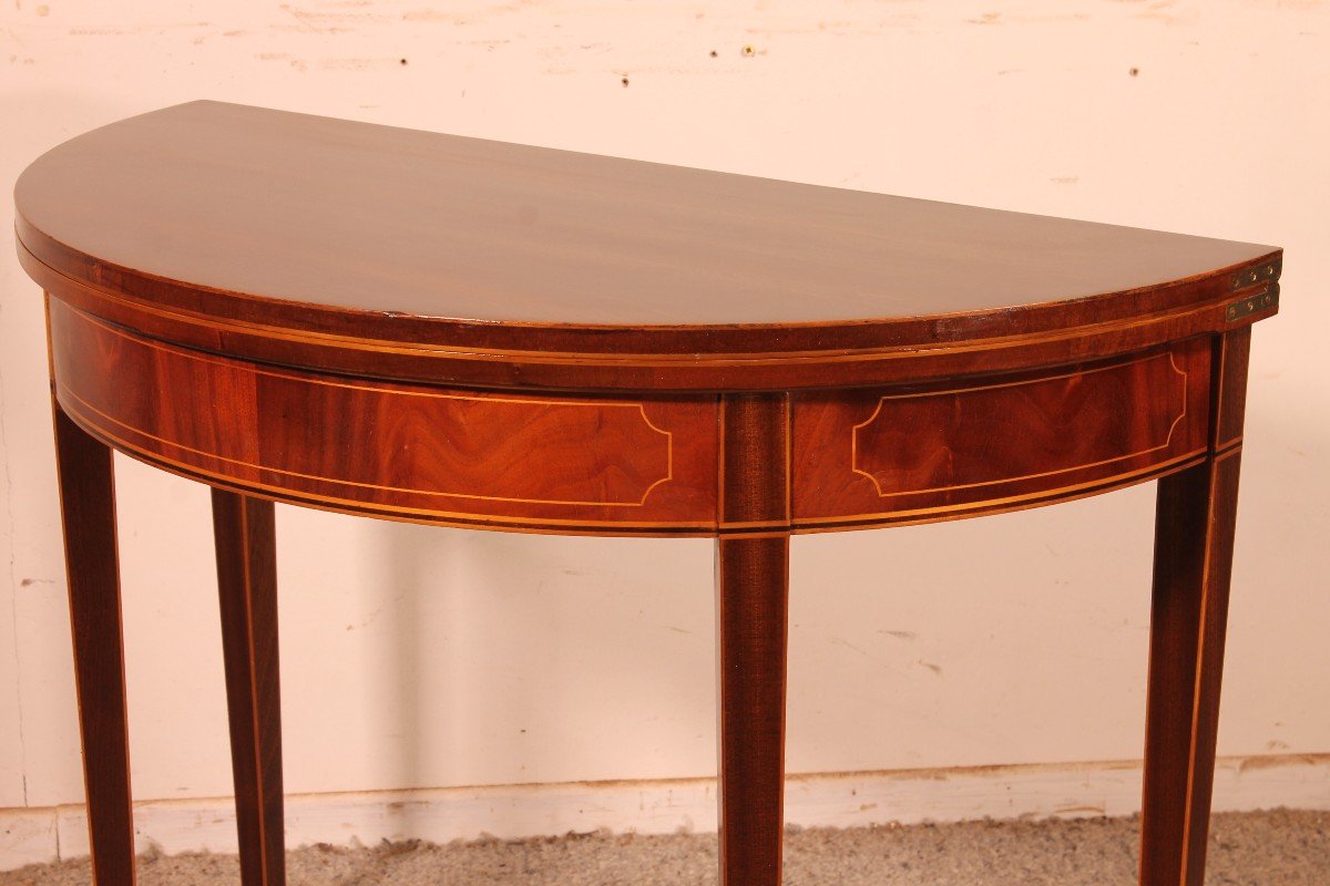 Console Or Games Table In Mahogany And Inlays-photo-4