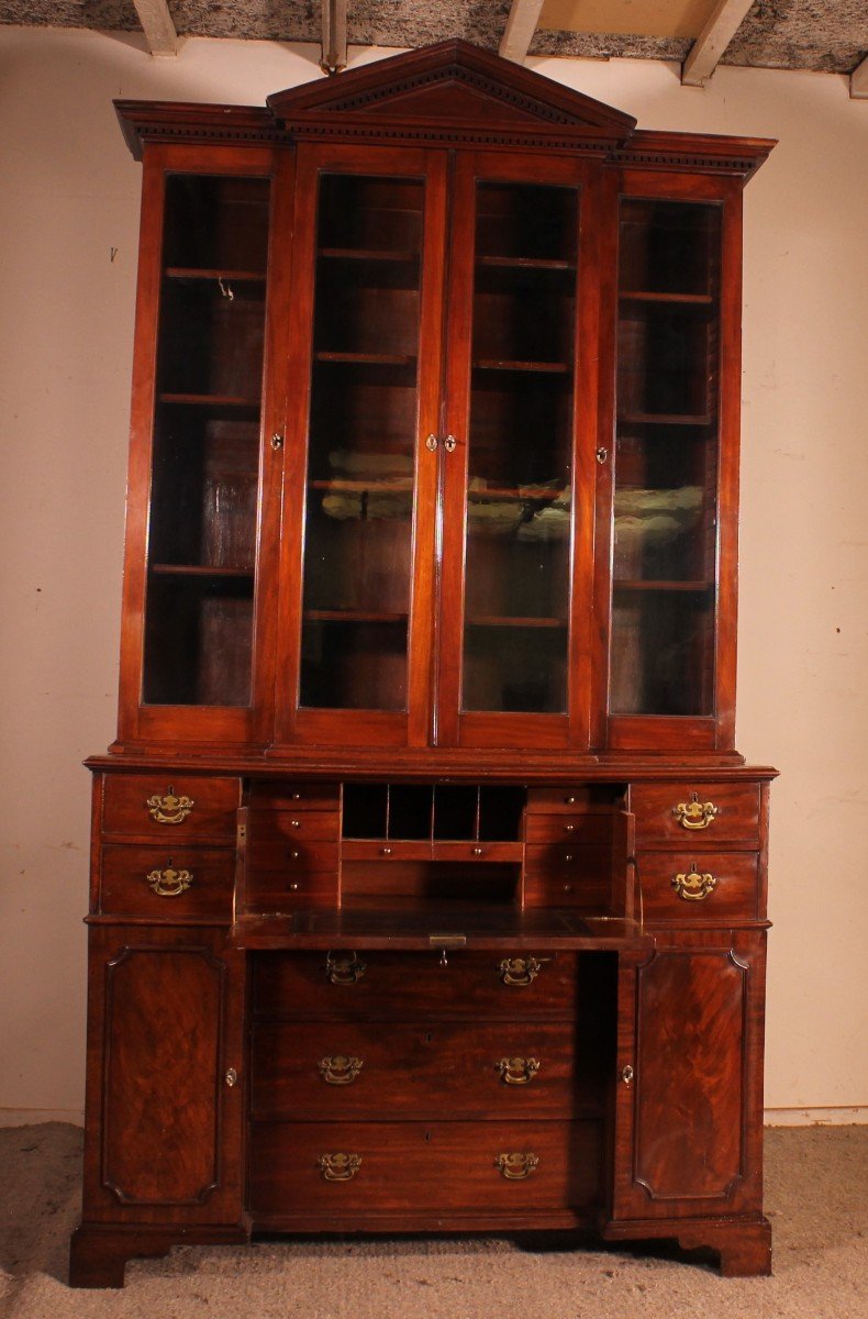 Mahogany Showcase Cabinet  Or Library From The 18th Century-photo-2
