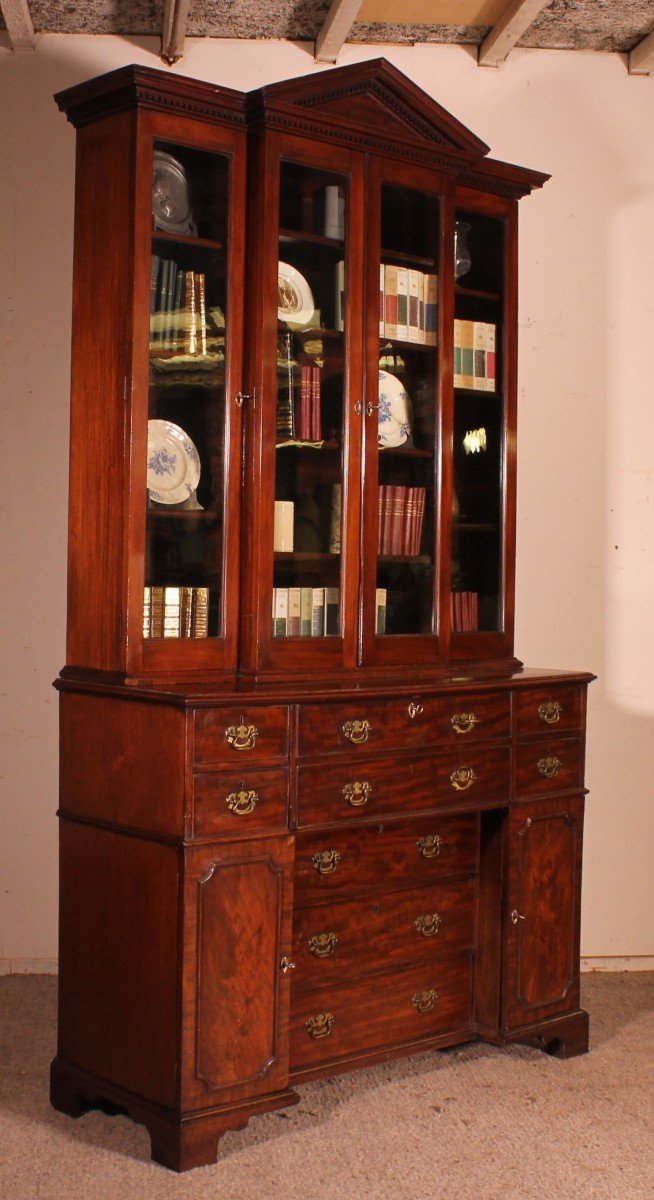 Mahogany Showcase Cabinet  Or Library From The 18th Century-photo-3