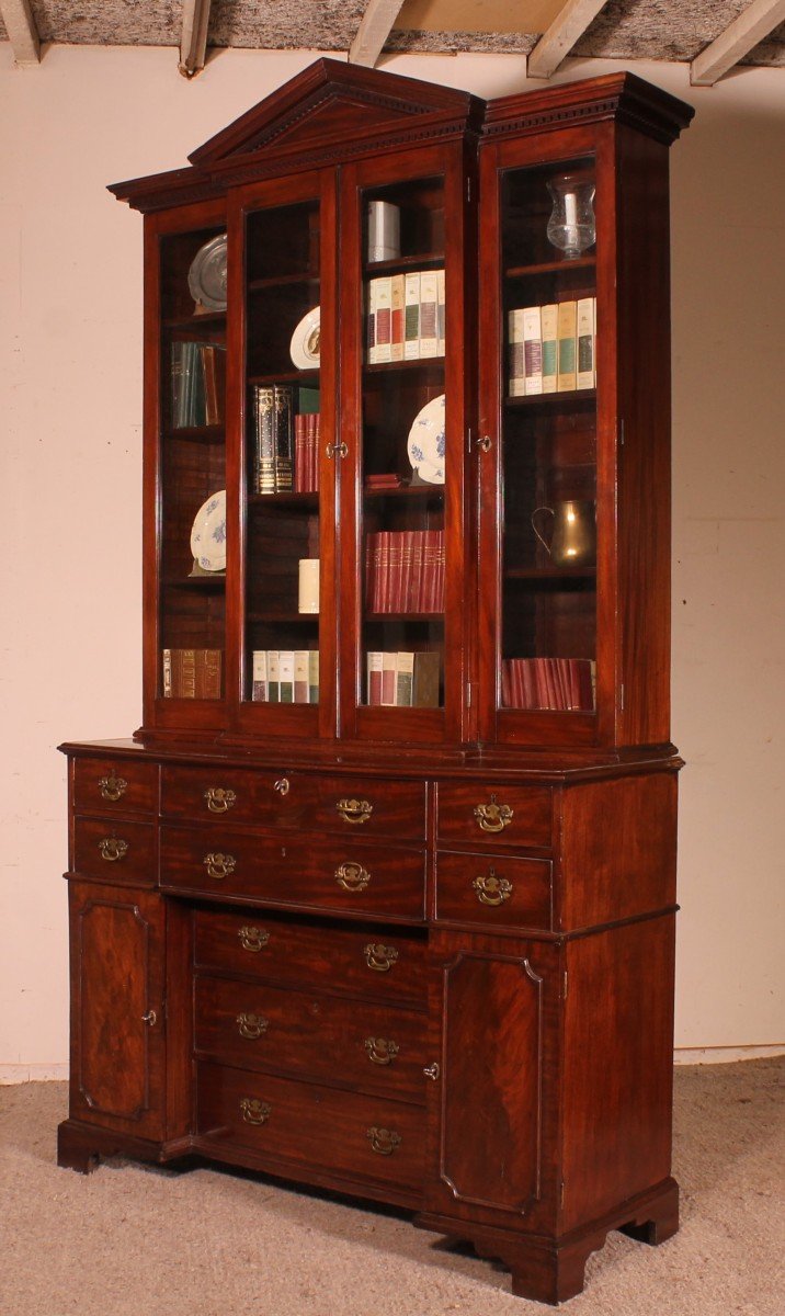 Mahogany Showcase Cabinet  Or Library From The 18th Century-photo-8
