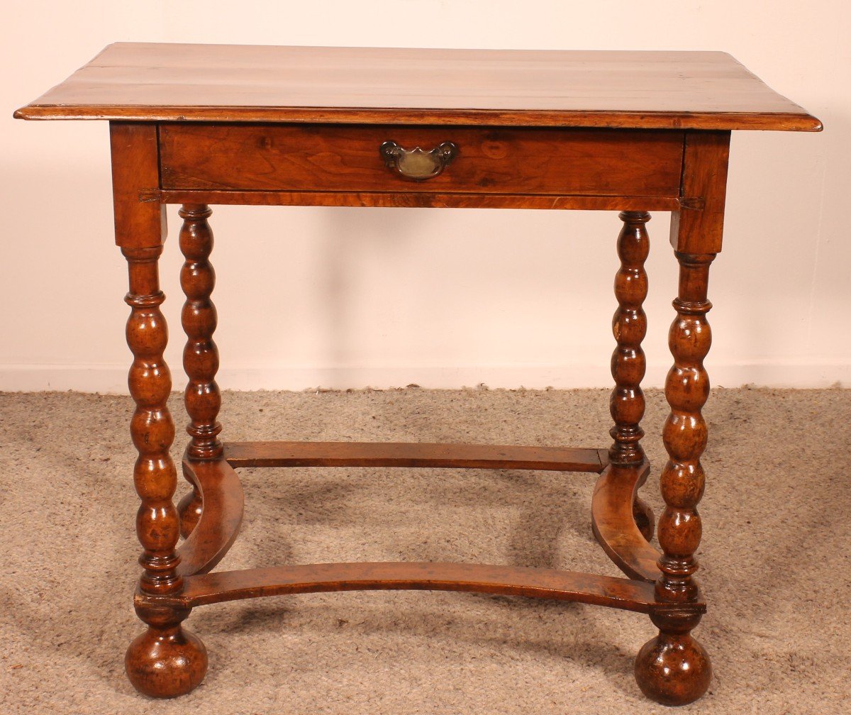 Small Writing Table/side Table In Walnut-17th Century