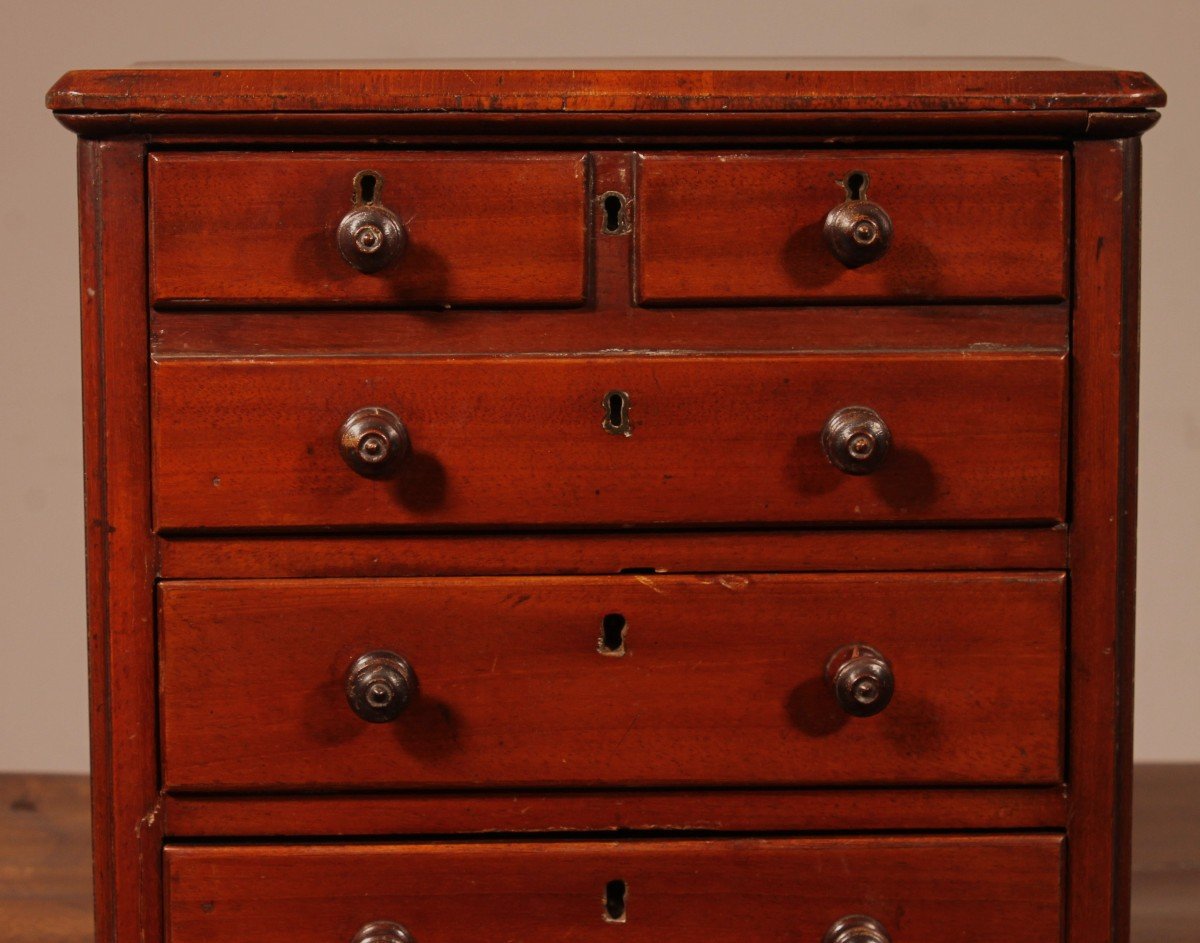 19th Century Mahogany Miniature Chest Of Drawers-photo-3