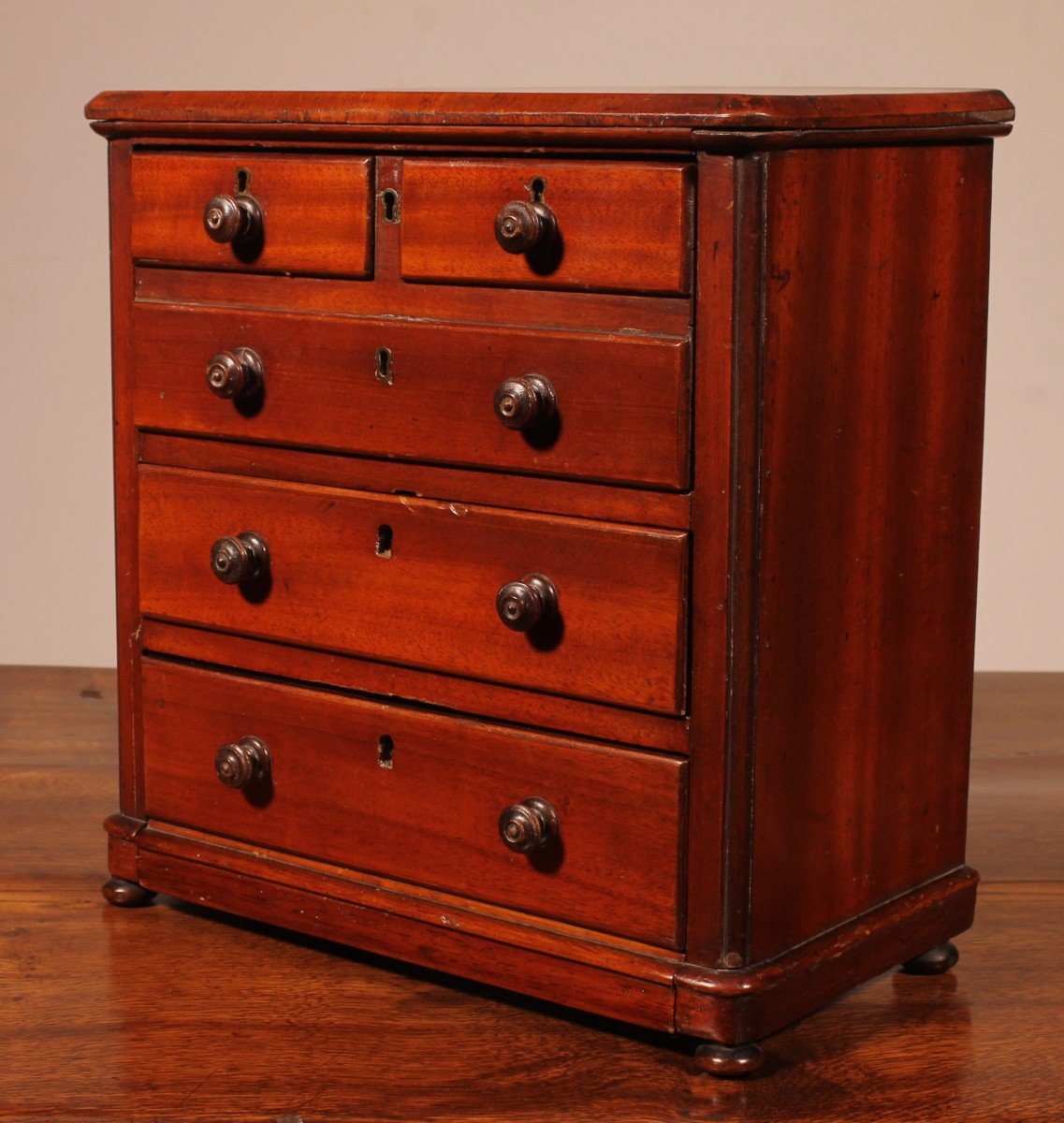 19th Century Mahogany Miniature Chest Of Drawers-photo-4