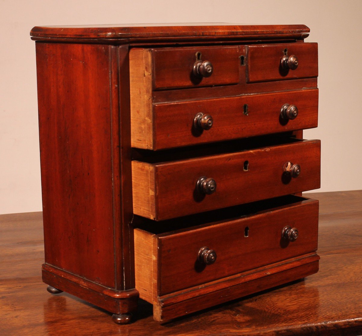19th Century Mahogany Miniature Chest Of Drawers-photo-5