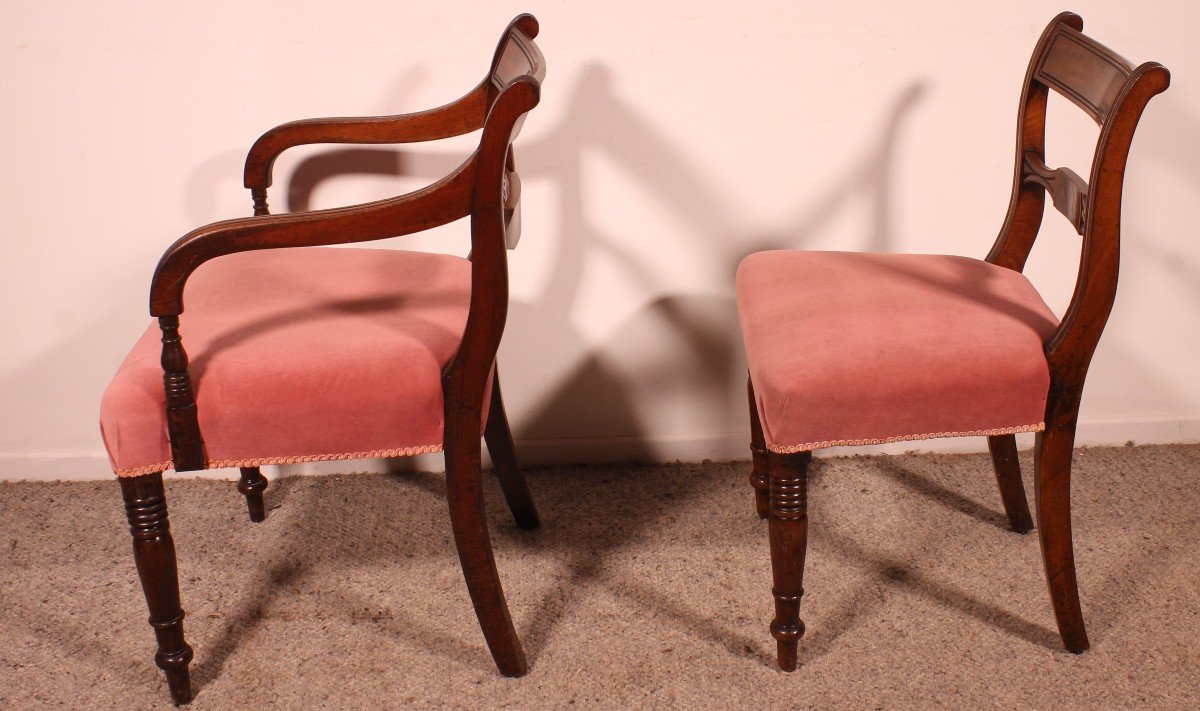 Série De 4 Chaises Et Deux Fauteuils Du 18° Siècle En Acajou-photo-3