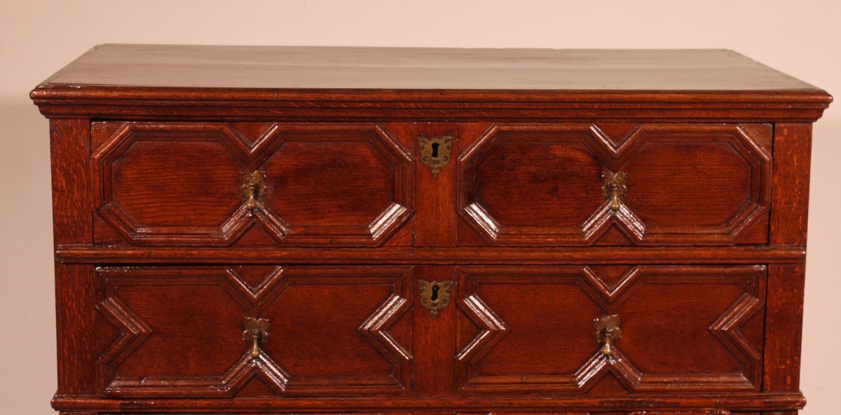 Jacobean Period Chest Of Drawers In Oak From The 17th Century-photo-2