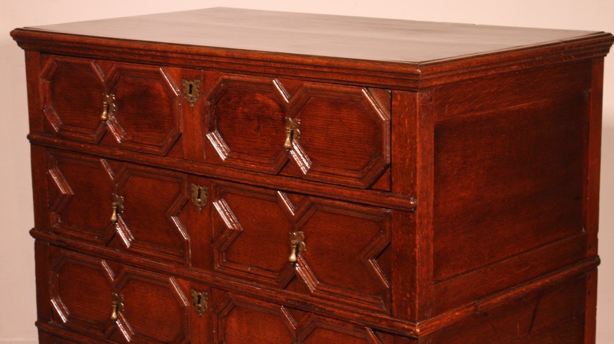 Jacobean Period Chest Of Drawers In Oak From The 17th Century-photo-2