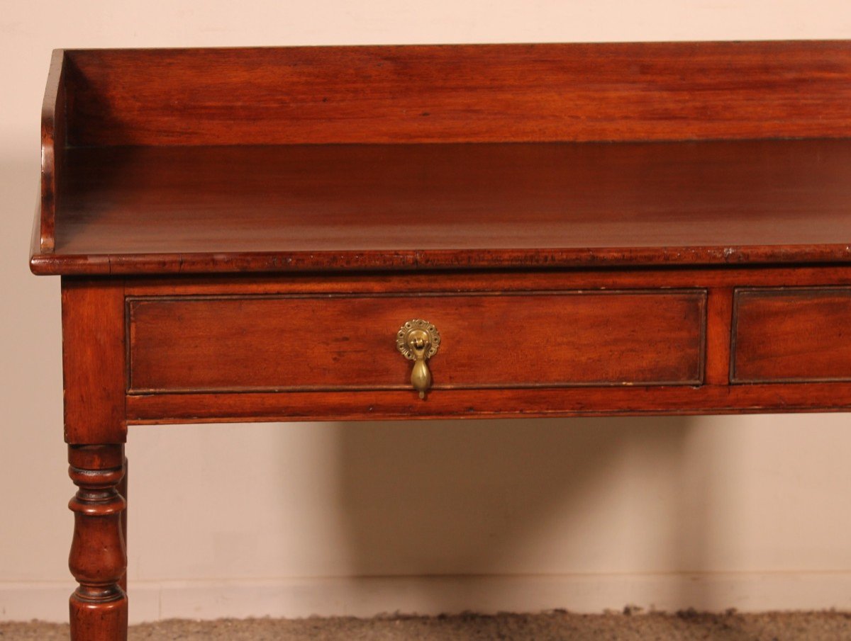 Small Writing Table With Two Drawers In Mahogany 19th Century-photo-2