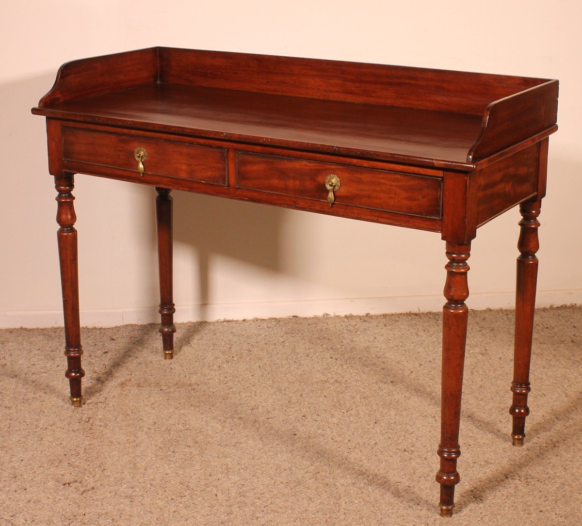 Small Writing Table With Two Drawers In Mahogany 19th Century-photo-5