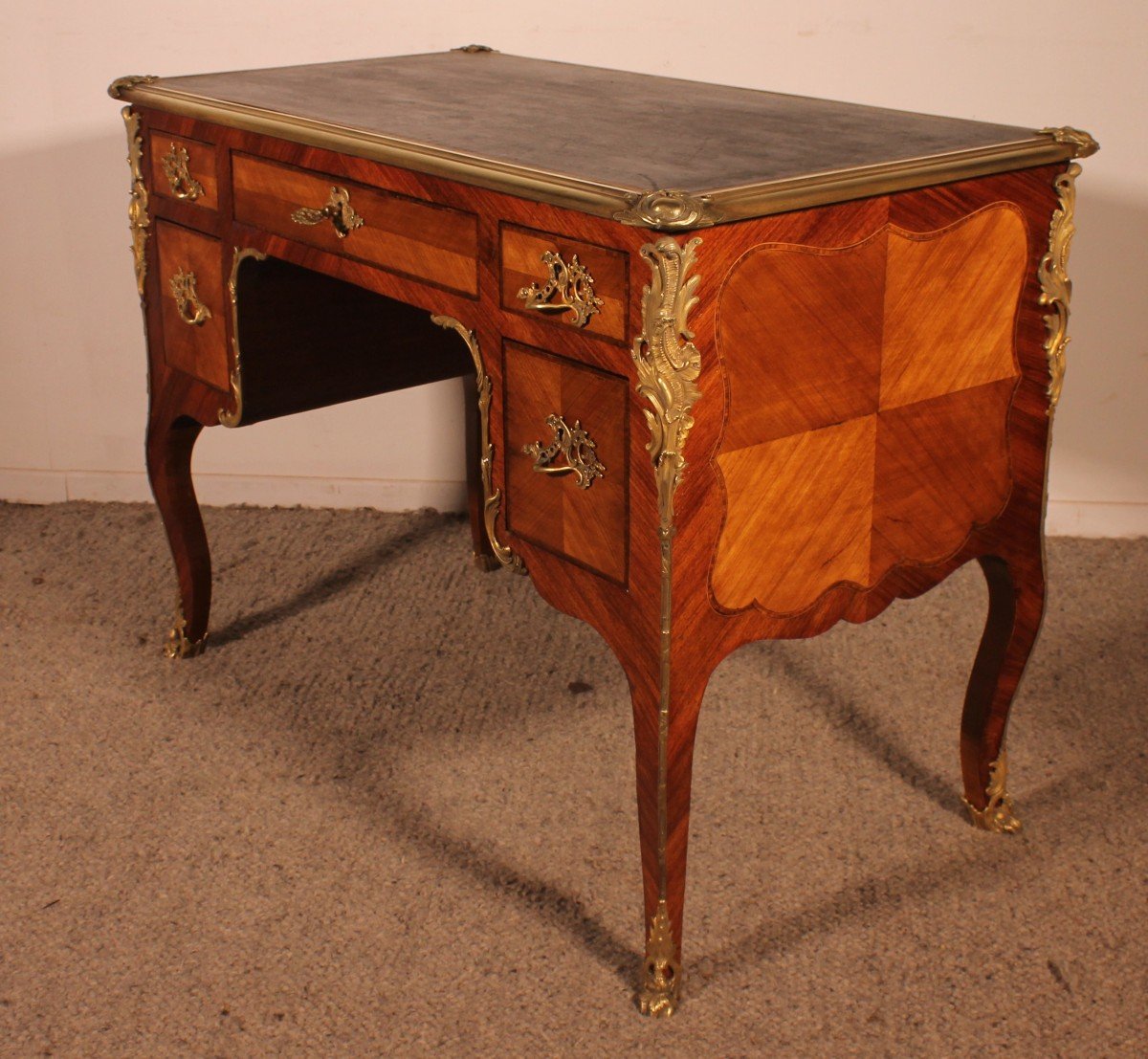 Small Double-sided Writing Table In Rosewood Louis XV Style From The 19th Century-photo-4