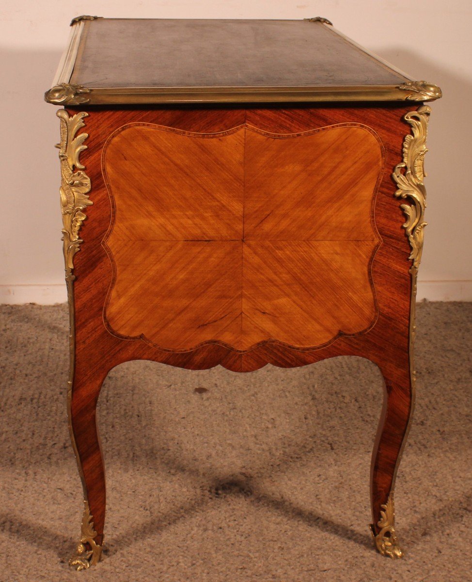 Small Double-sided Writing Table In Rosewood Louis XV Style From The 19th Century-photo-2