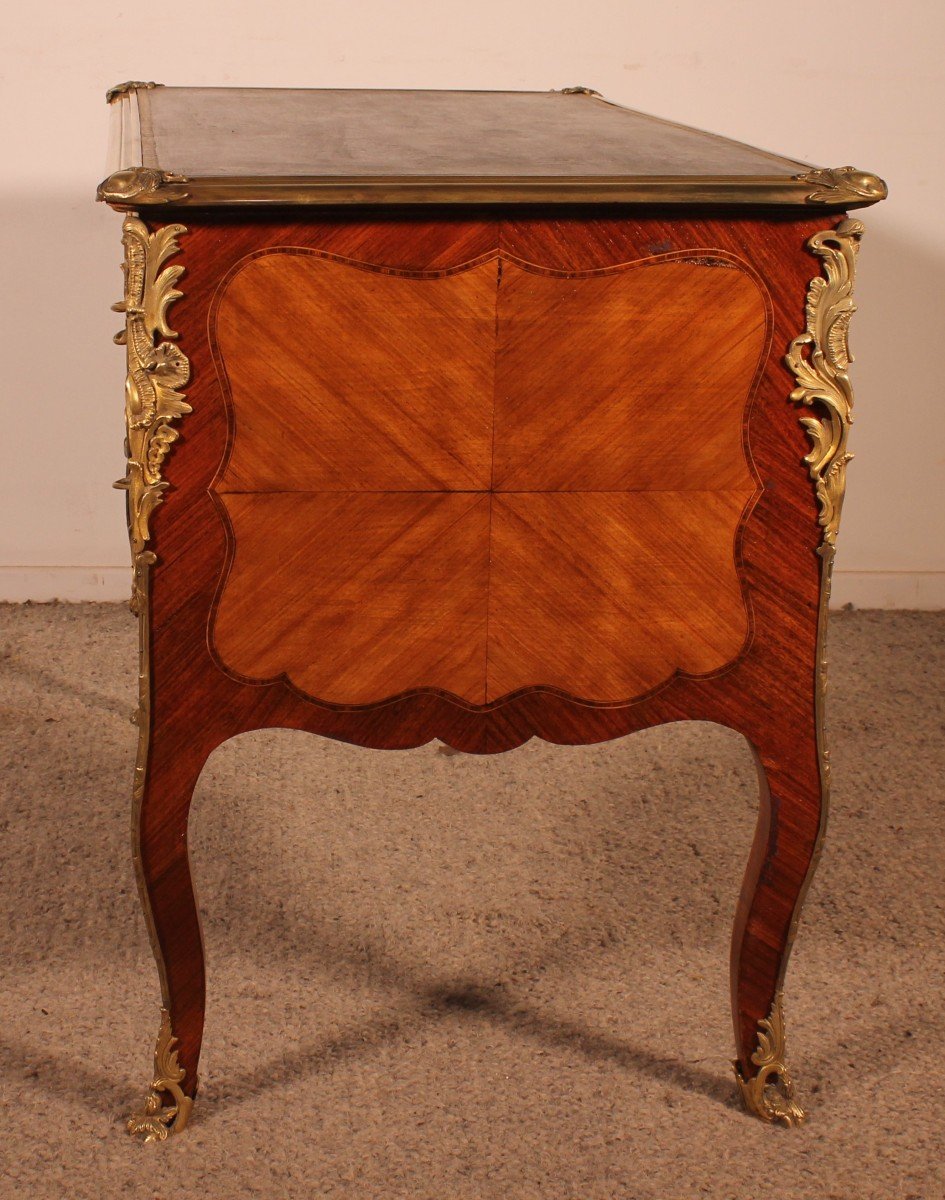 Small Double-sided Writing Table In Rosewood Louis XV Style From The 19th Century-photo-4