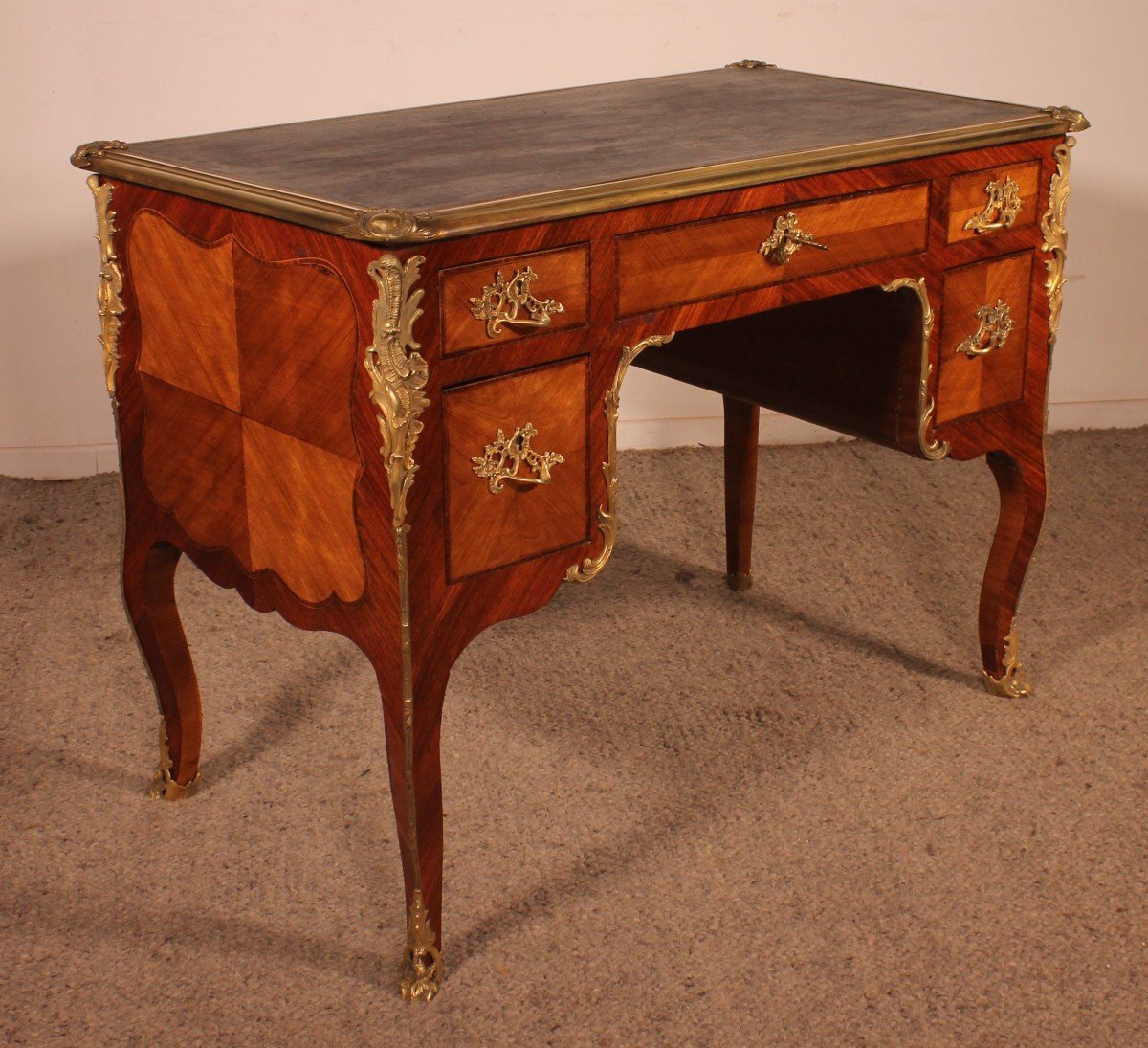 Small Double-sided Writing Table In Rosewood Louis XV Style From The 19th Century-photo-5