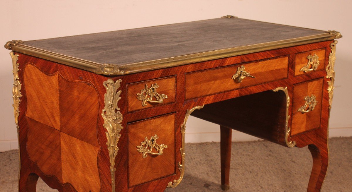 Small Double-sided Writing Table In Rosewood Louis XV Style From The 19th Century-photo-6