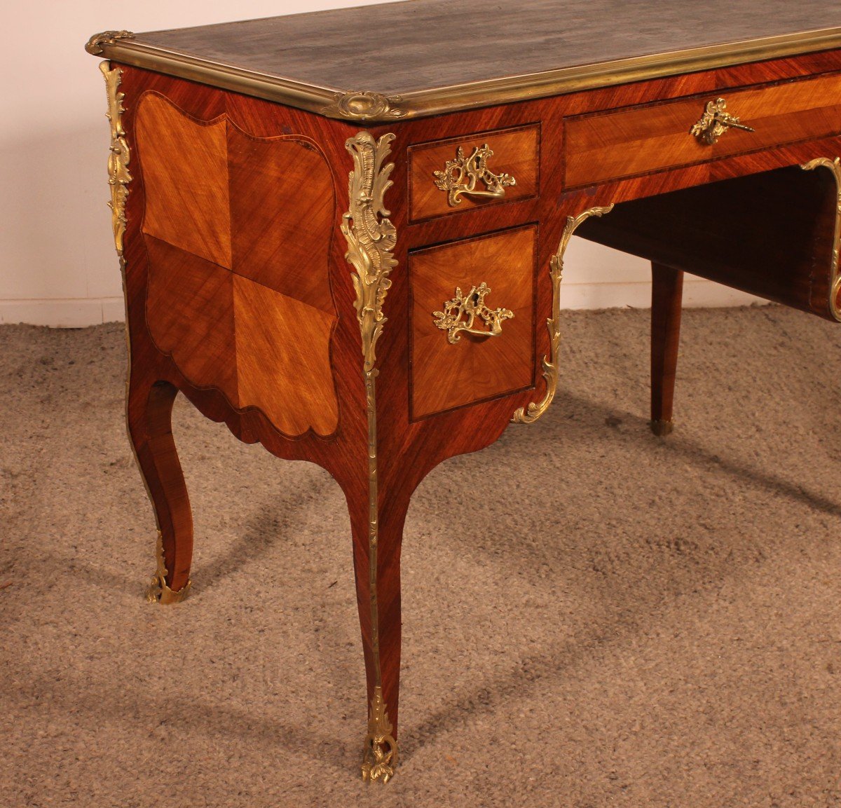 Small Double-sided Writing Table In Rosewood Louis XV Style From The 19th Century-photo-7