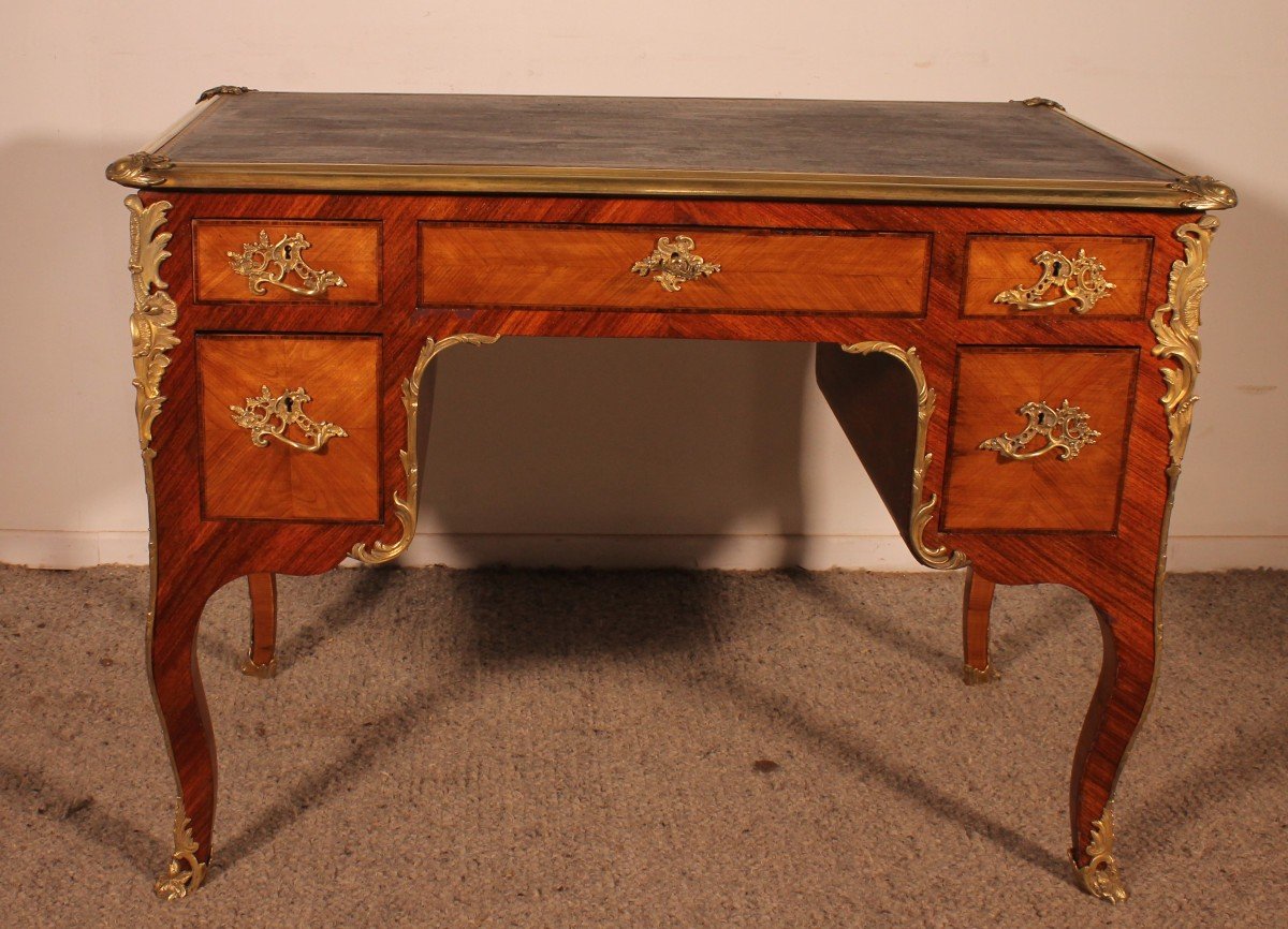 Small Double-sided Writing Table In Rosewood Louis XV Style From The 19th Century