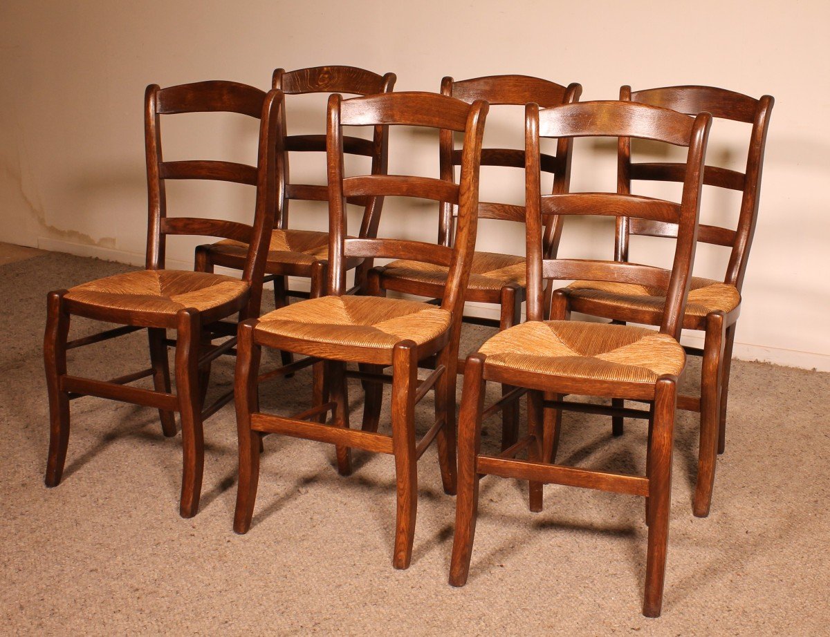 Set Of 6 Oak French Chairs-photo-2