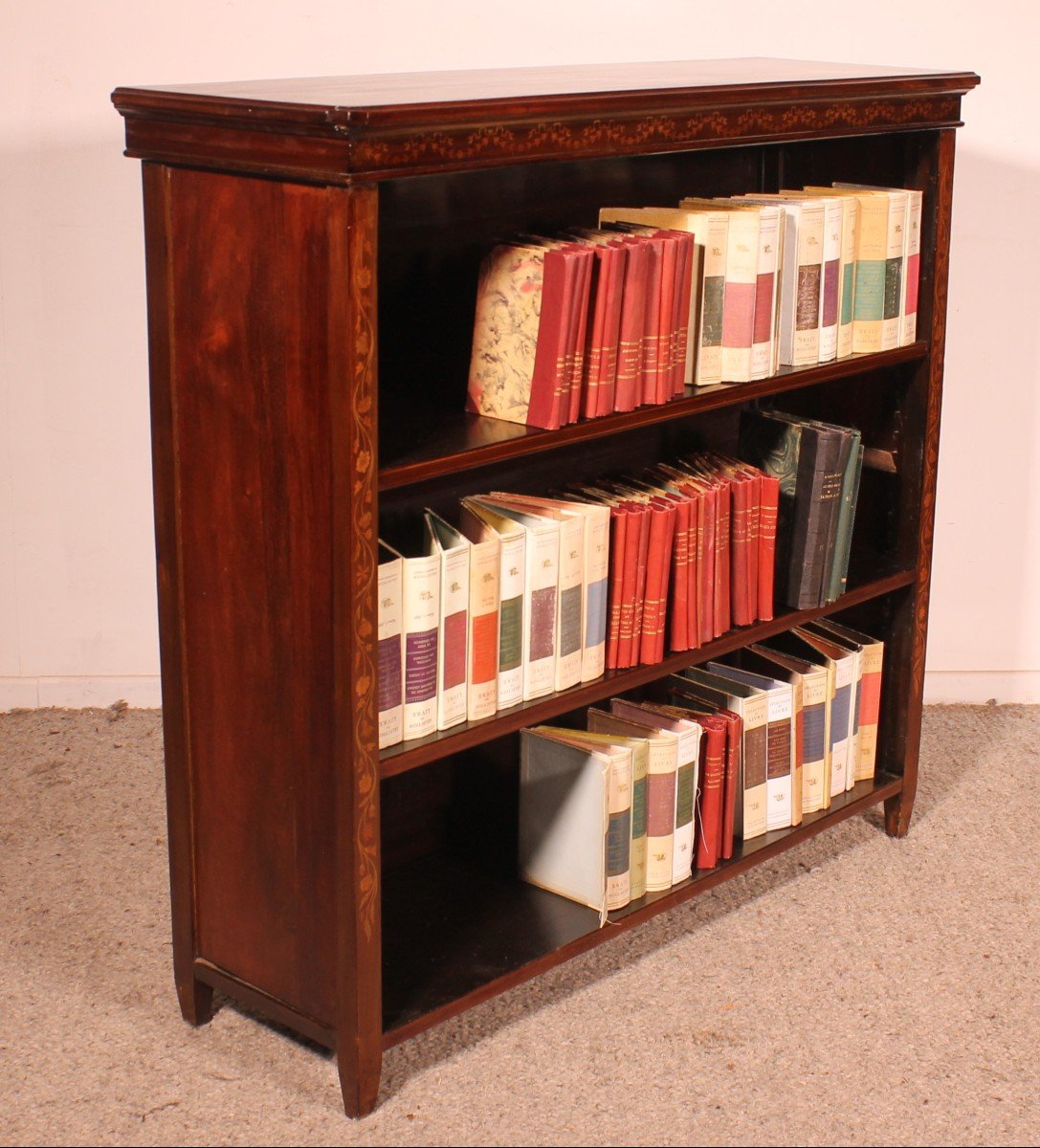 Open Bookcase In Mahogany And Marquetry From The 19th Century-england -photo-2