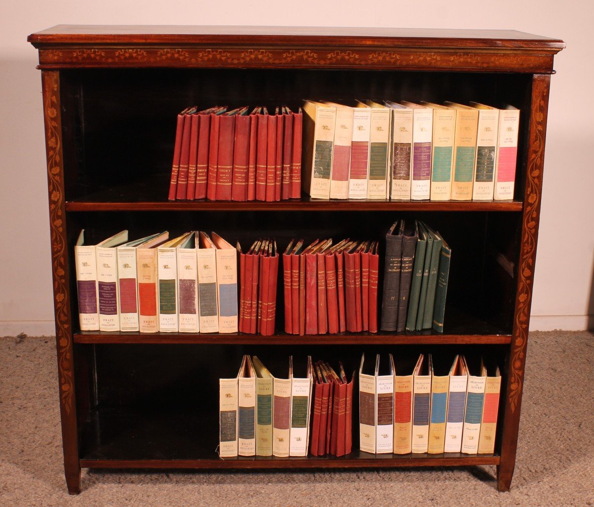 Open Bookcase In Mahogany And Marquetry From The 19th Century-england 