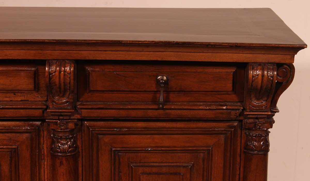 Small Renaissance Buffet In Walnut-17th Century From France-photo-4