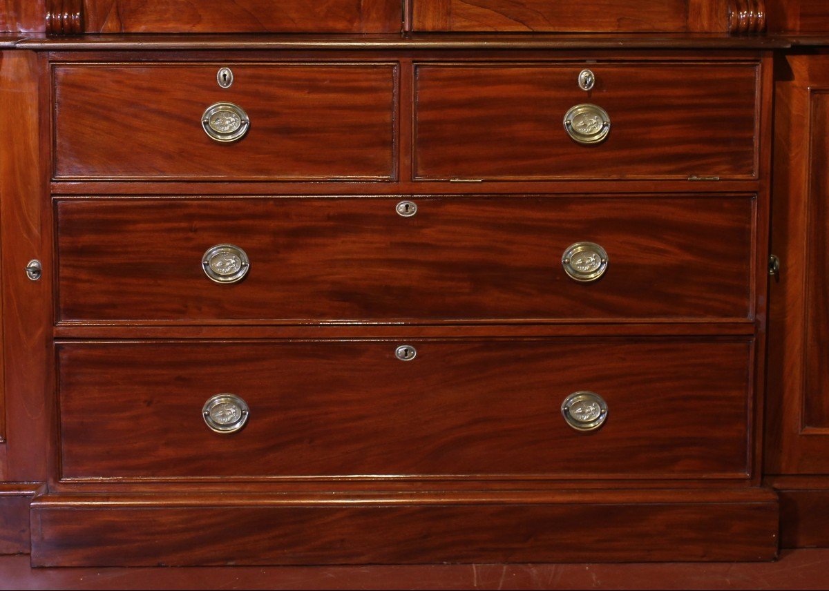 Important Mahogany Library Bookcase  From The 19th Century From England-photo-2