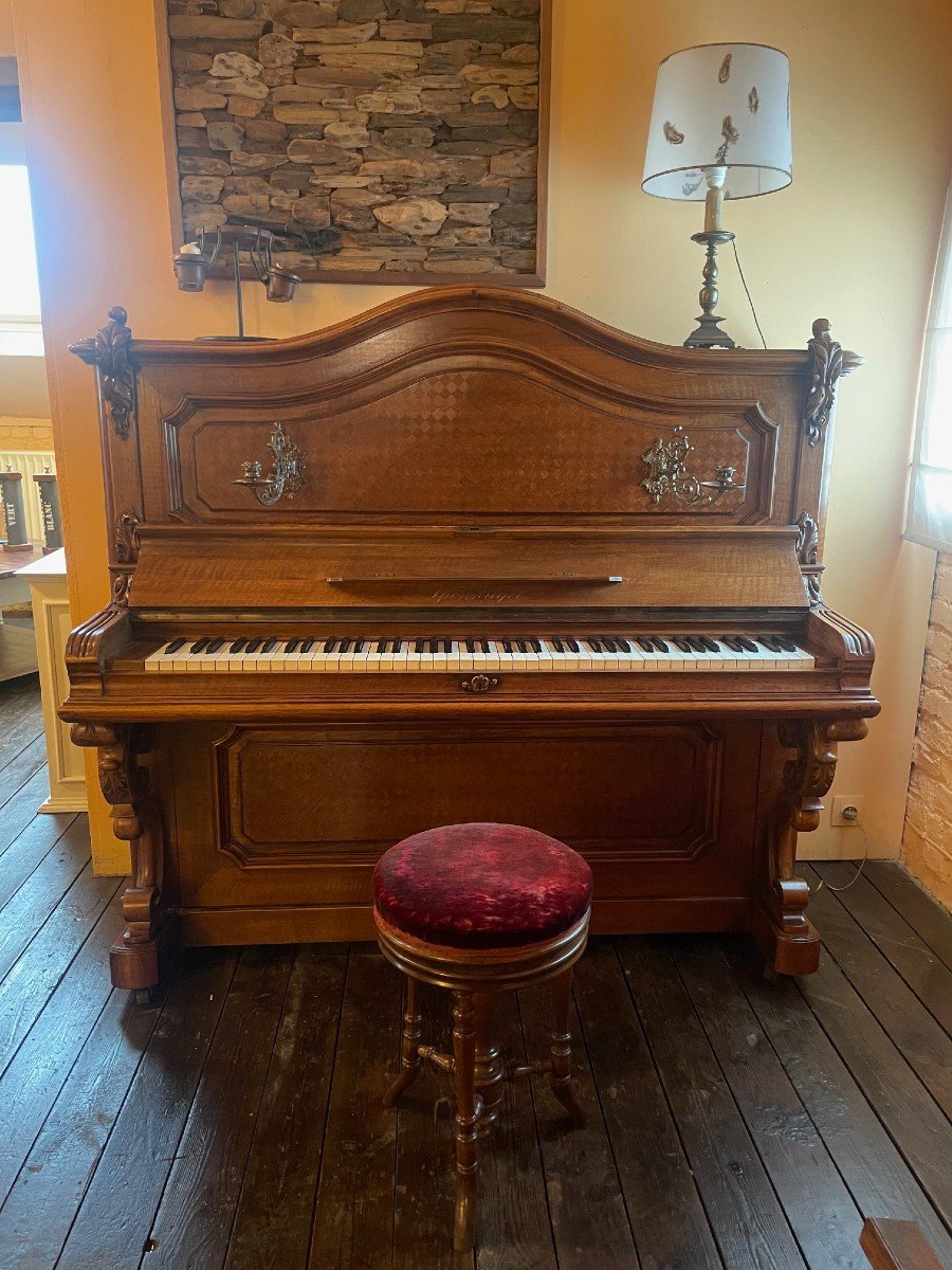 Piano Sponnagel Circa 1900 With Its Seat-photo-5