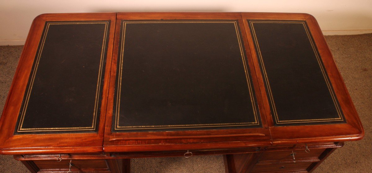 Mahogany Pedestal Desk From The 19th Century-photo-1