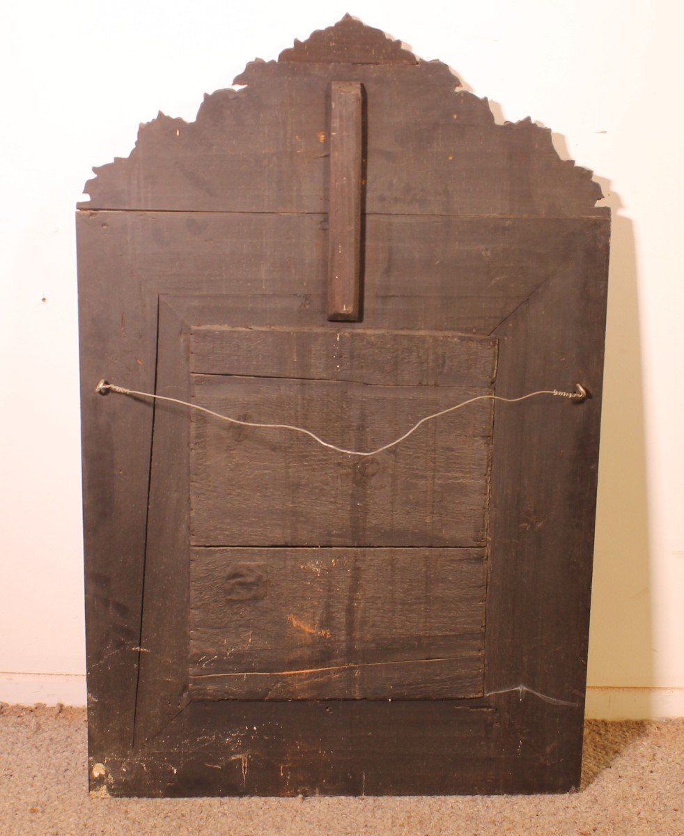 Miroir à Parecloses En Cuivre Repoussé Et ébène - Début Du 19° Siècle-photo-8