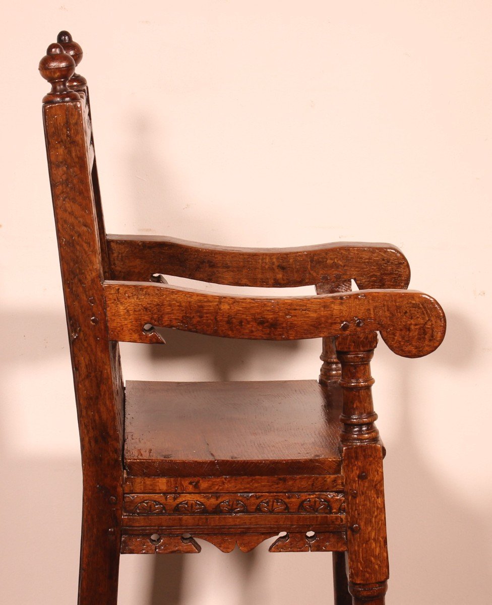 Chaise d'Enfant Haute époque En Chêne Du 17 ° Siècle-photo-3