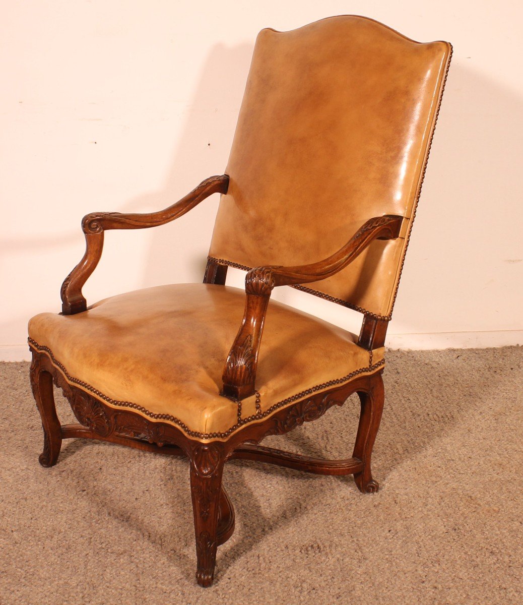 Fauteuil d'époque Régence En Noyer - 18° Siècle-photo-3