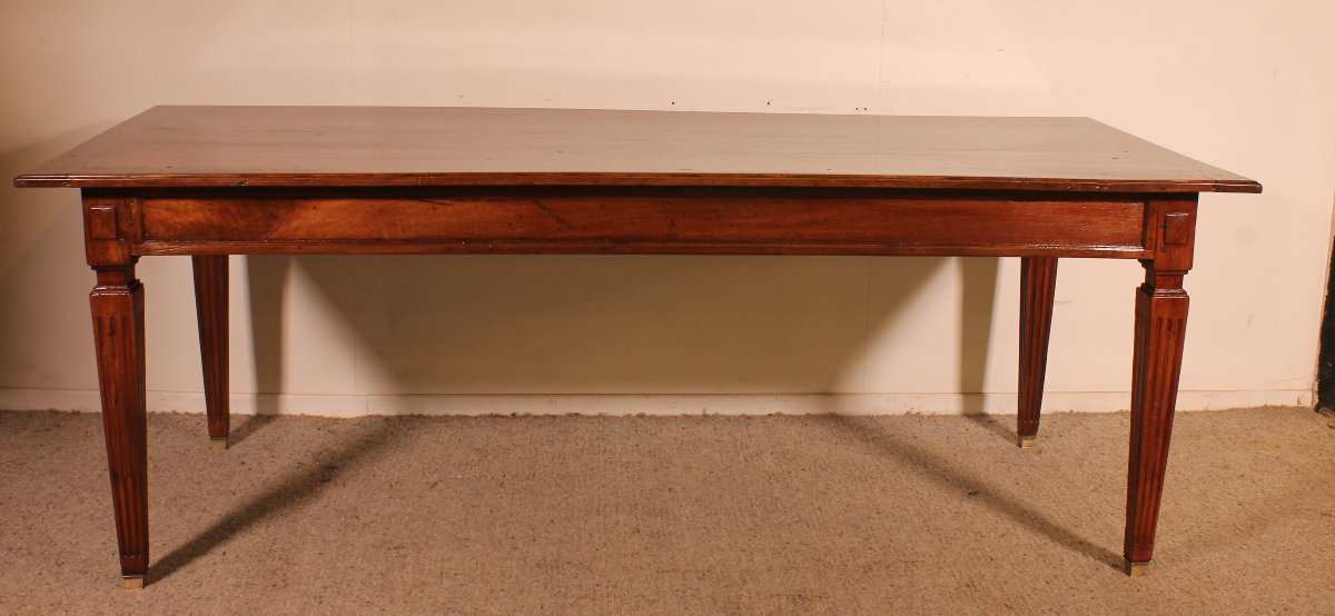 Table De Salle à Manger d'époque Louis XVI En Noyer -18° Siècle-photo-3