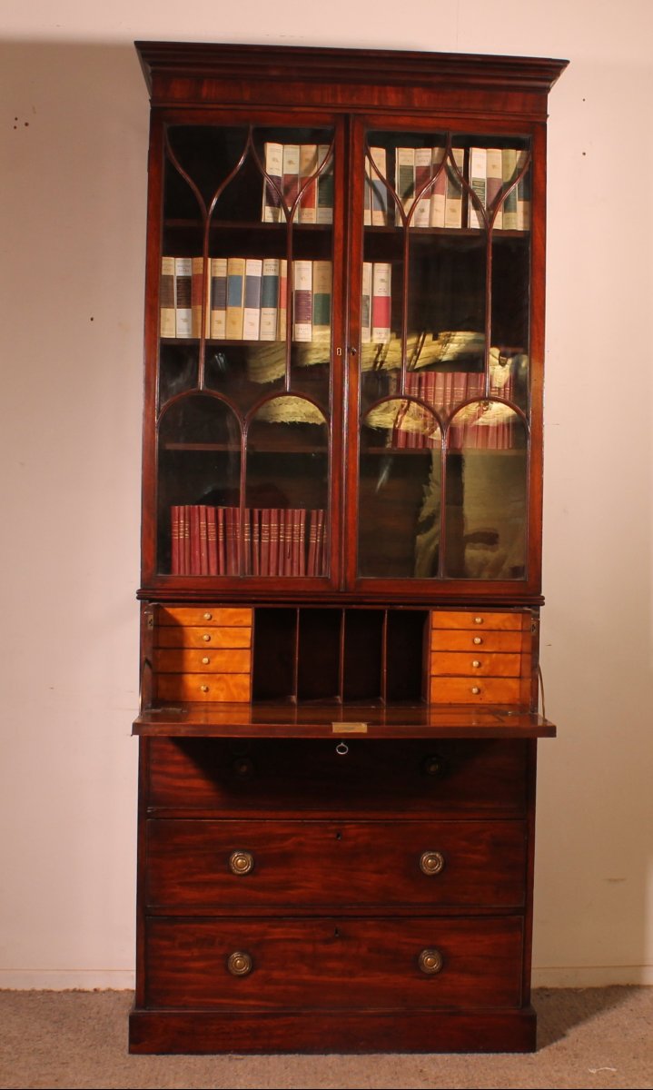 Mahogany Bookcase With Secretary - 18th Century-photo-2