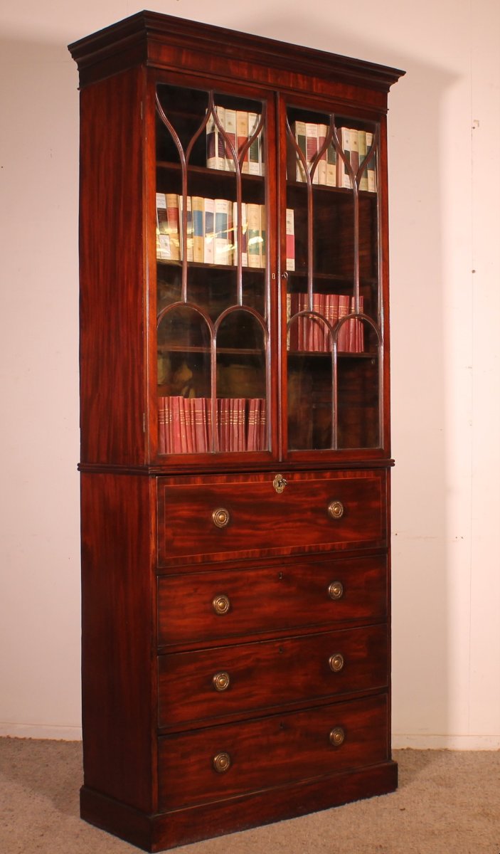 Mahogany Bookcase With Secretary - 18th Century-photo-8