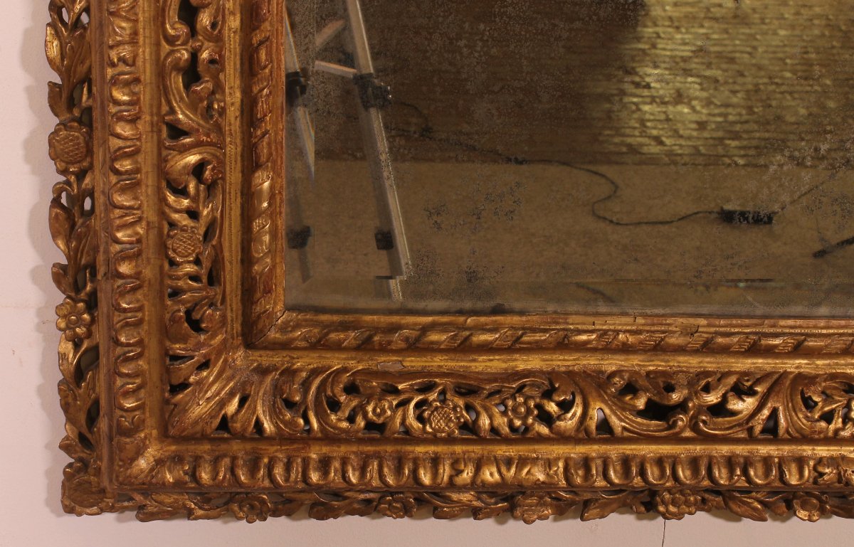 18th Century Italian Mirror In Gilded Wood-photo-1