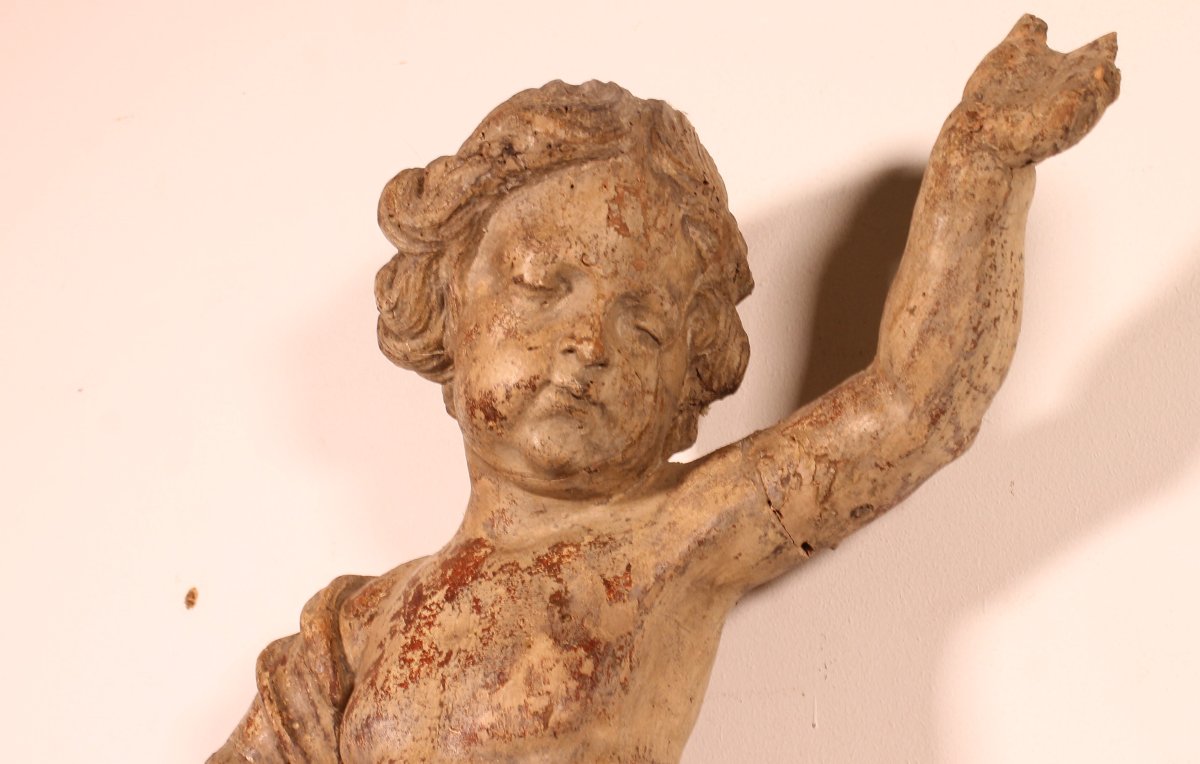 Carved Wooden Cherub - 18th Century-photo-3
