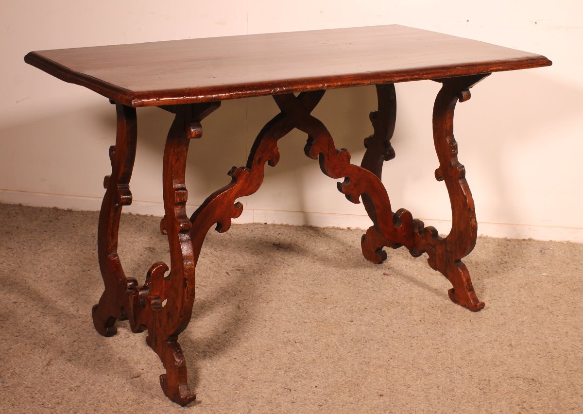 Table Renaissance Italienne En Noyer Du 17° Siècle-photo-3