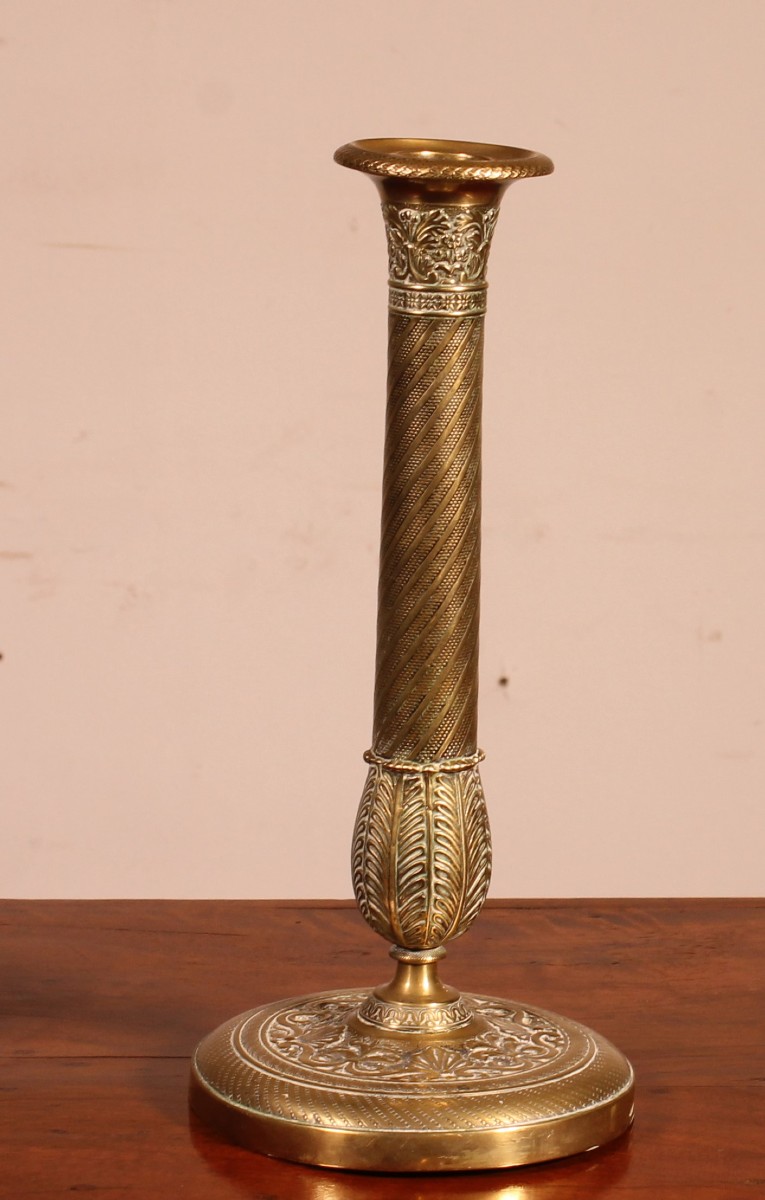Bougeoir En Bronze Doré époque Empire Début XIXeme Siecle