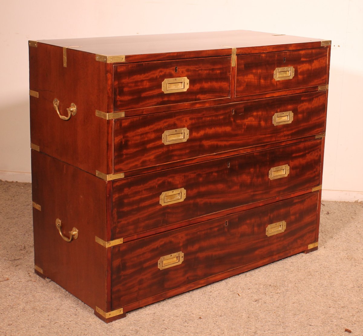 Commode Militaire Ou De Marine  d'officier En Acajou-19° Siècle-photo-6