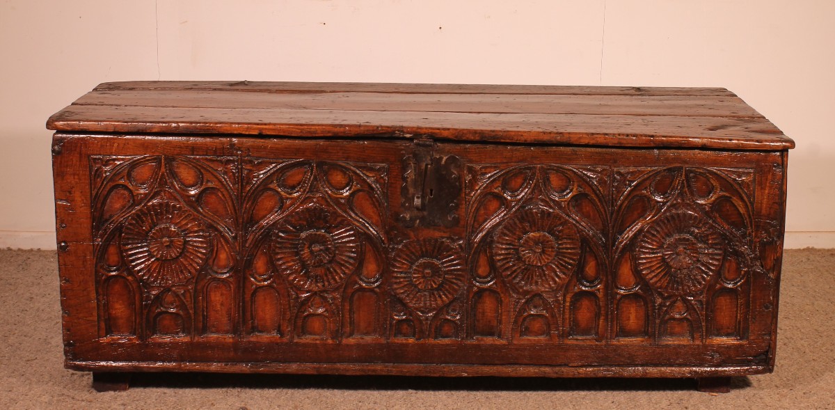 Gothic Period Oak Chest 15 Century