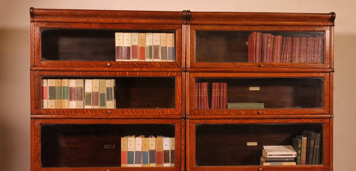 paire de bibliothèques Globe Wernicke en chêne circa 1900-photo-3