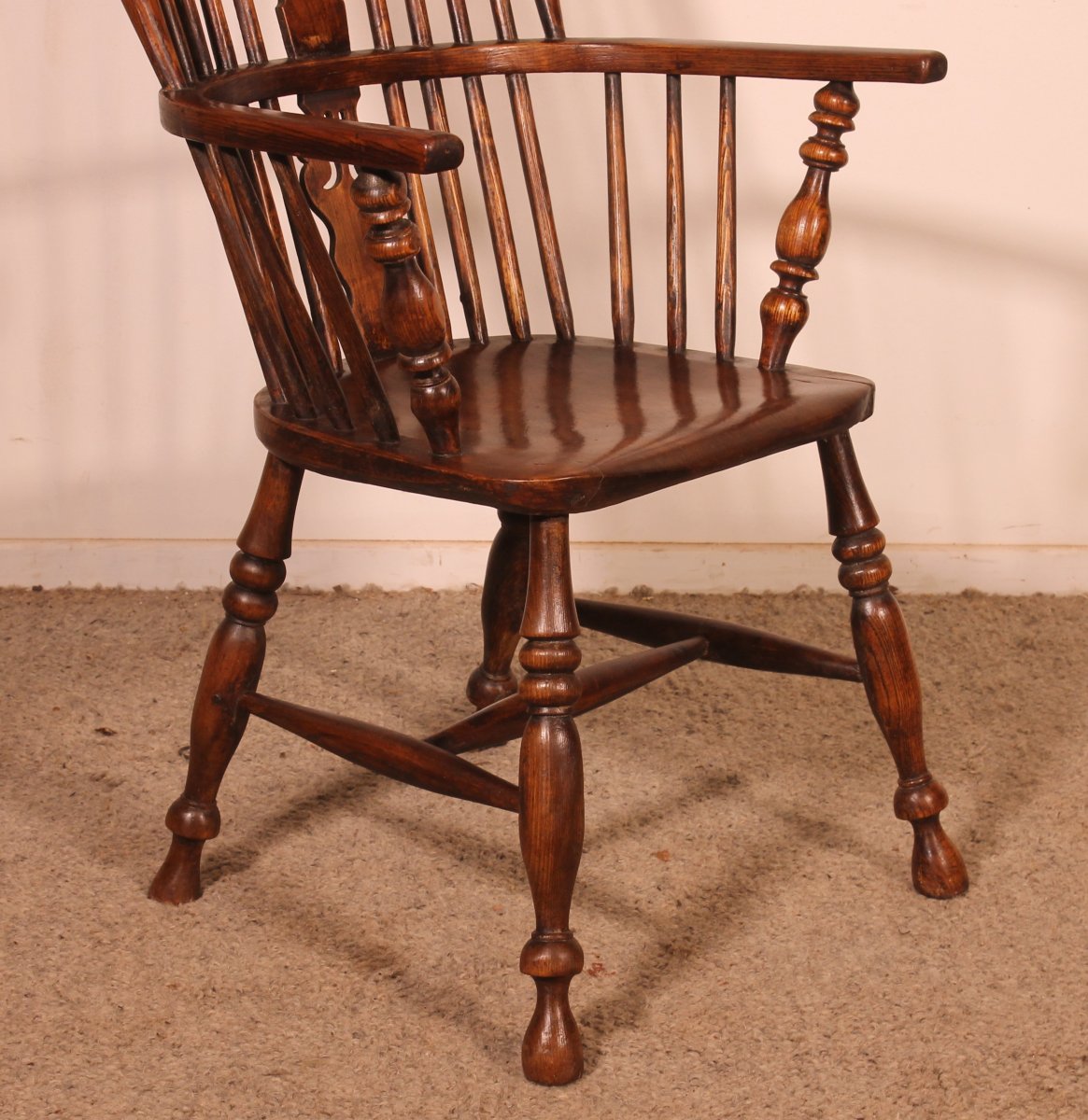 Fauteuil Windsor En frêne et orme du début du 19° siècle-photo-1