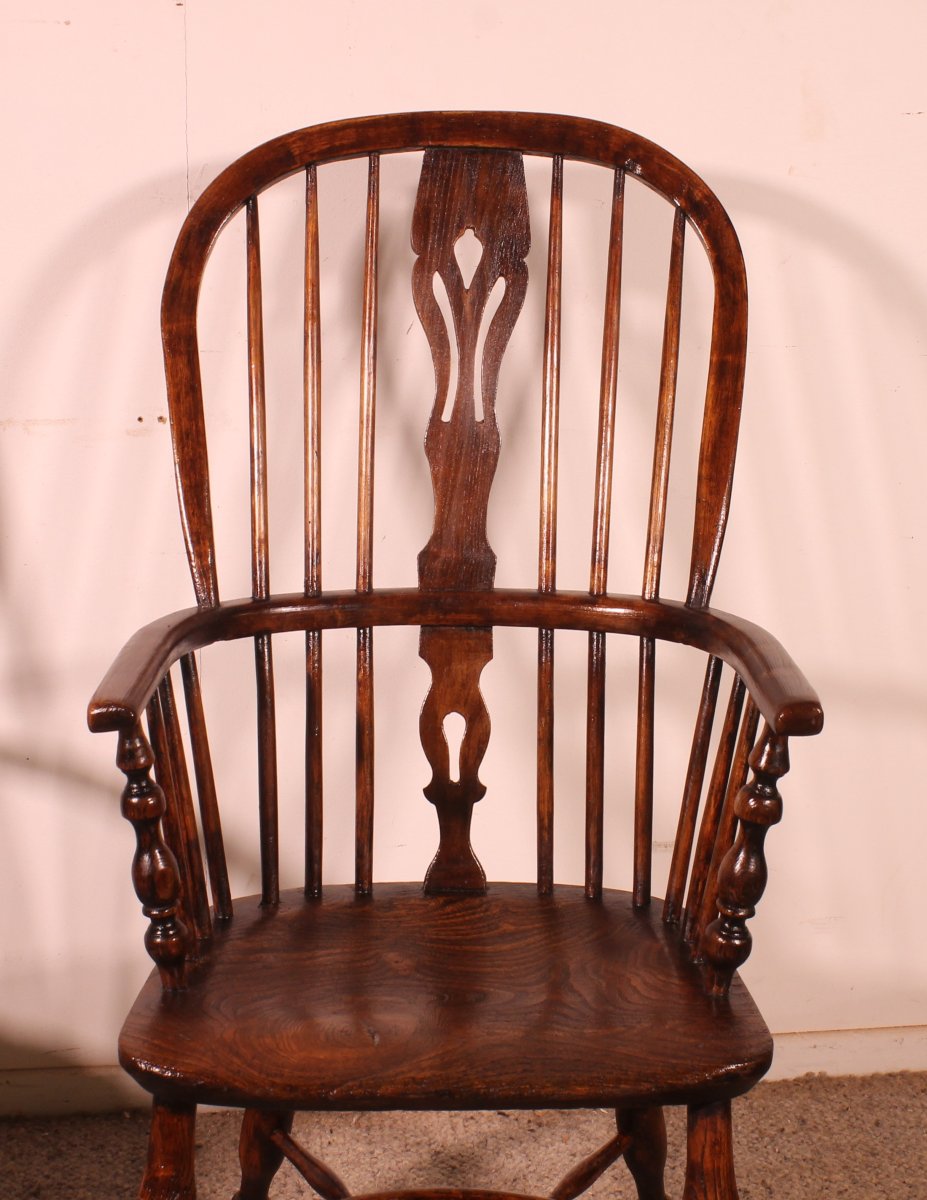 Paire De Fauteuils Windsor Anglais Du 19° Siècle-photo-1