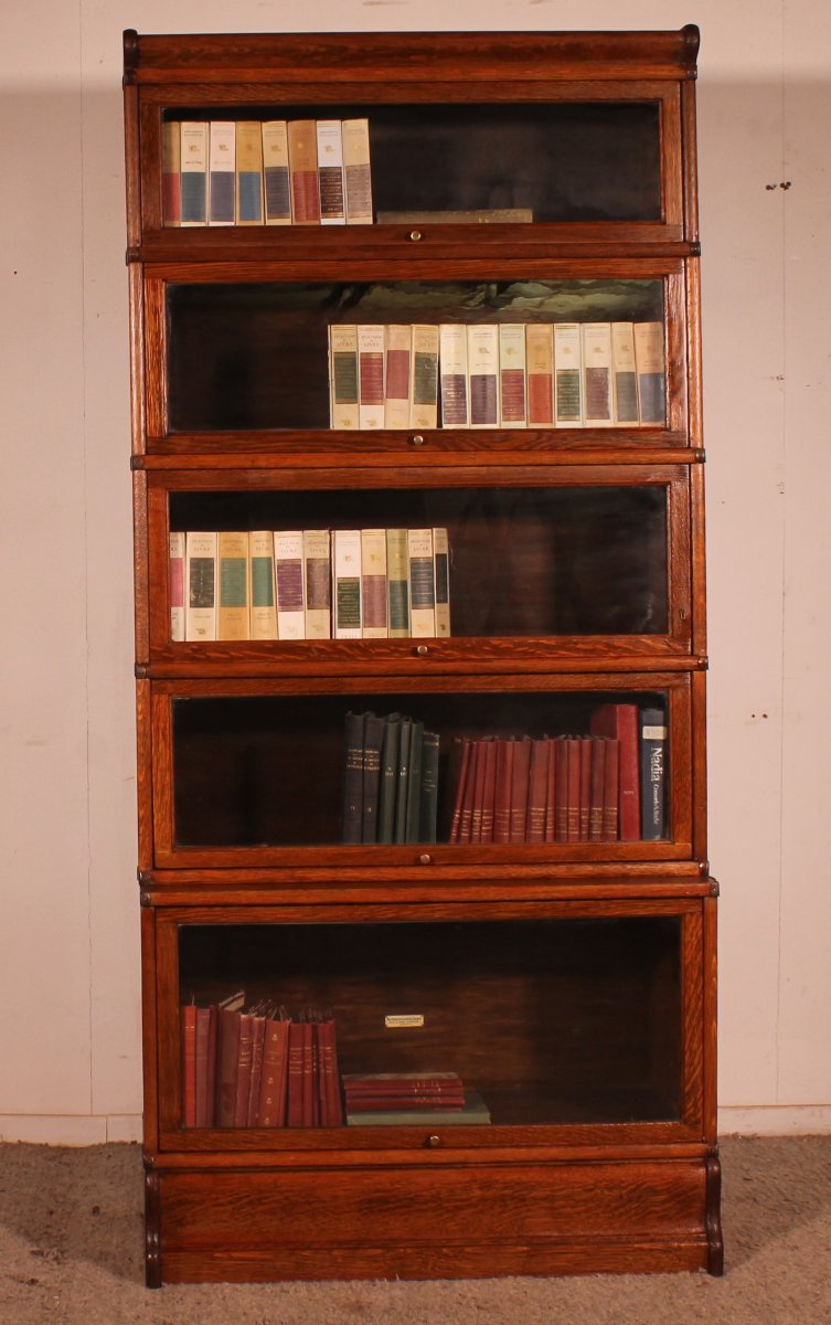 Bibliothèque Globe Wernicke En chêne  De 5  éléments avec une avancée-photo-1